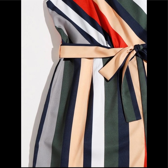 SHEIN Plus Striped Self Tie Tank Romper 4XL - Picture 5 of 7